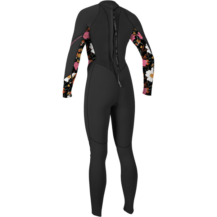 2024 O'Neill Mujer Bahia 3/2mm Back Zip Neopreno 5292 - Black / Bluemchen